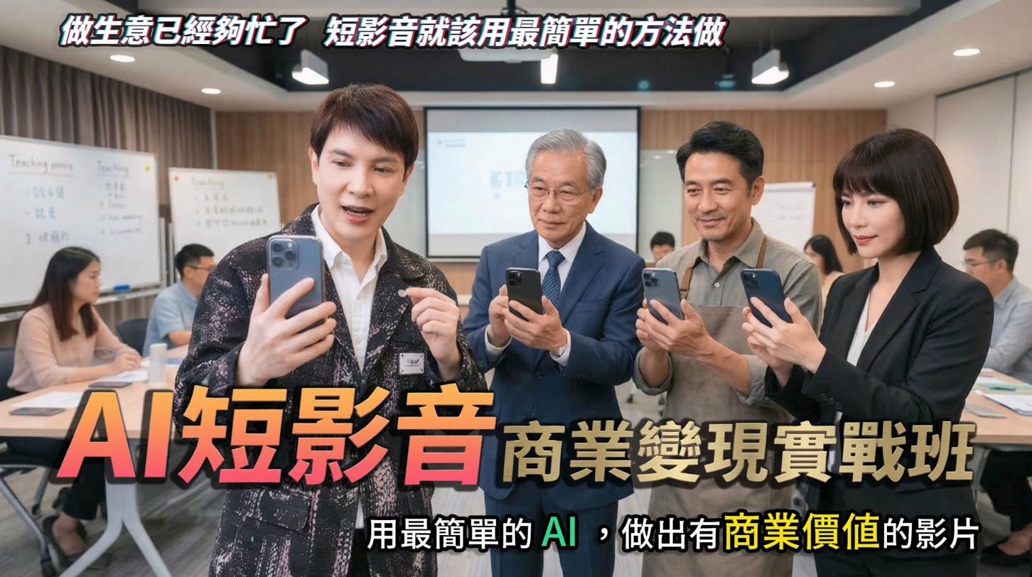 AI短影音商業變現實戰班 — 用最簡單的AI，做出有商業價值的影片
